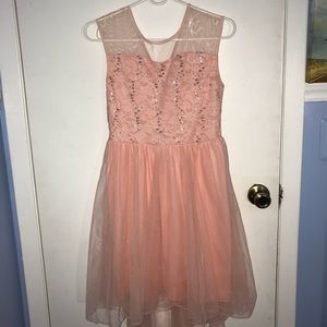 Pink Sequined Dress with Top Mesh